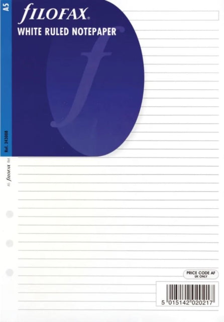 Filofax A5 Ruled Notepaper  White