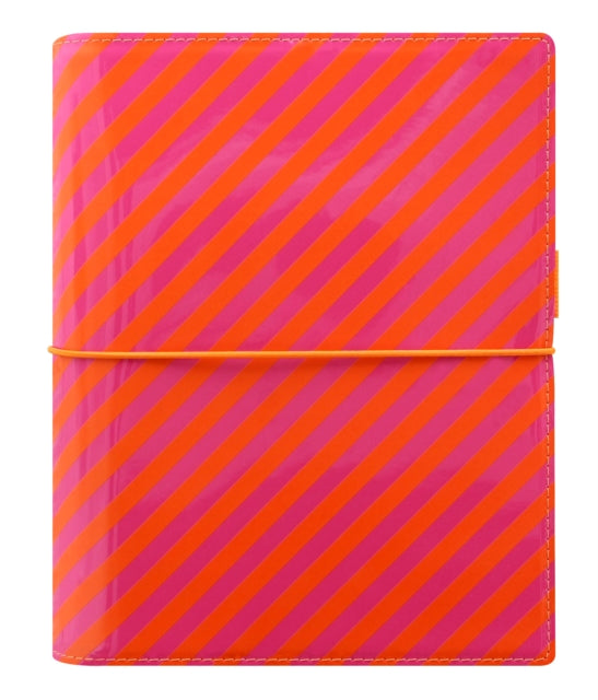 Filofax A5 Domino Patent orangepink stripes organiser