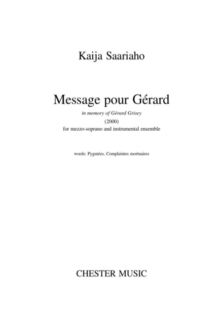 MESSAGE POUR GRARD MEZZOSOPRANO ENSEMBLE