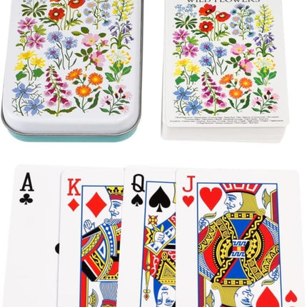 Playing cards in a tin  Wild Flowers