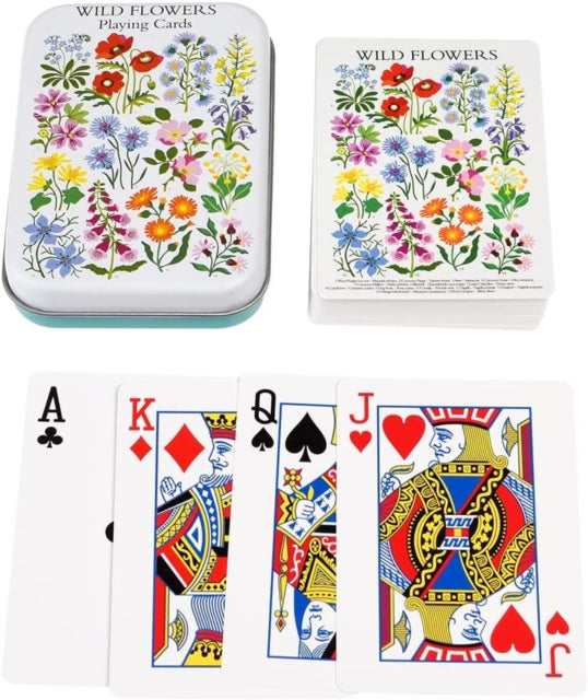 Playing cards in a tin  Wild Flowers