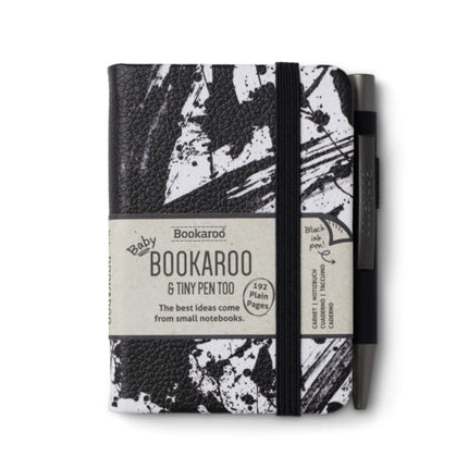 Bookaroo  A7 Baby Notebook  Pen  Black  White  Splatter