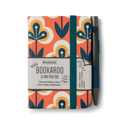 Bookaroo  A7 Baby Notebook  Pen  Teal  Orange  Retro