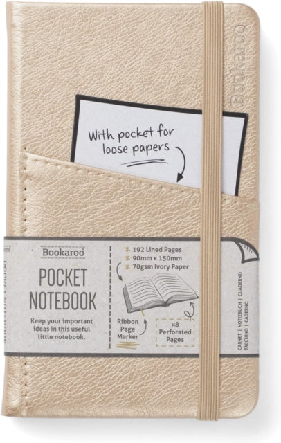 Bookaroo Pocket Notebook A6 Journal  Gold