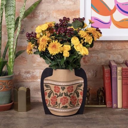 Cardboard Vase Sleeve  Red Floral