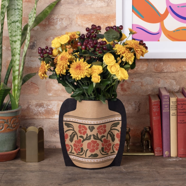 Cardboard Vase Sleeve  Red Floral