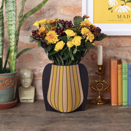 Cardboard Vase Sleeve  Yellow Stripy