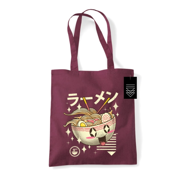 Vincent Trinidad Kawaii Ramen Maroon Tote Bag