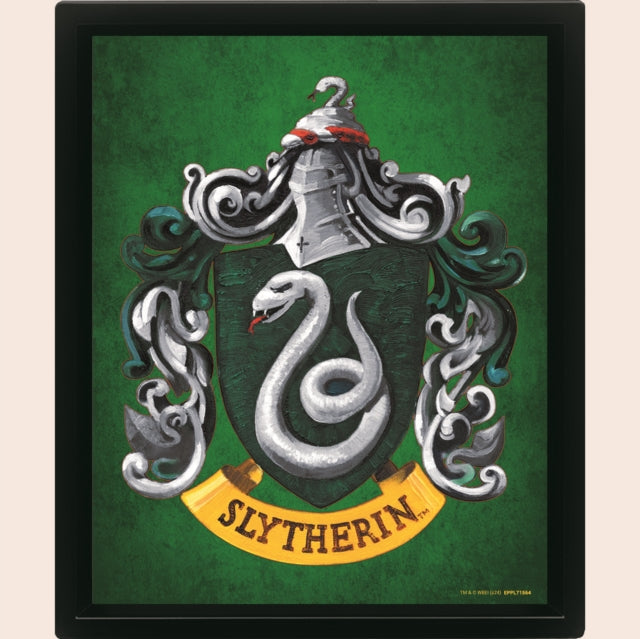 Harry Potter Colourful Crest Slytherin 3D Lenticular Poster Framed