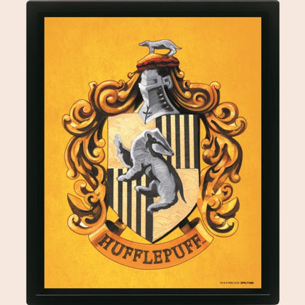 Harry Potter Colourful Crest Hufflepuff 3D Lenticular Poster Framed