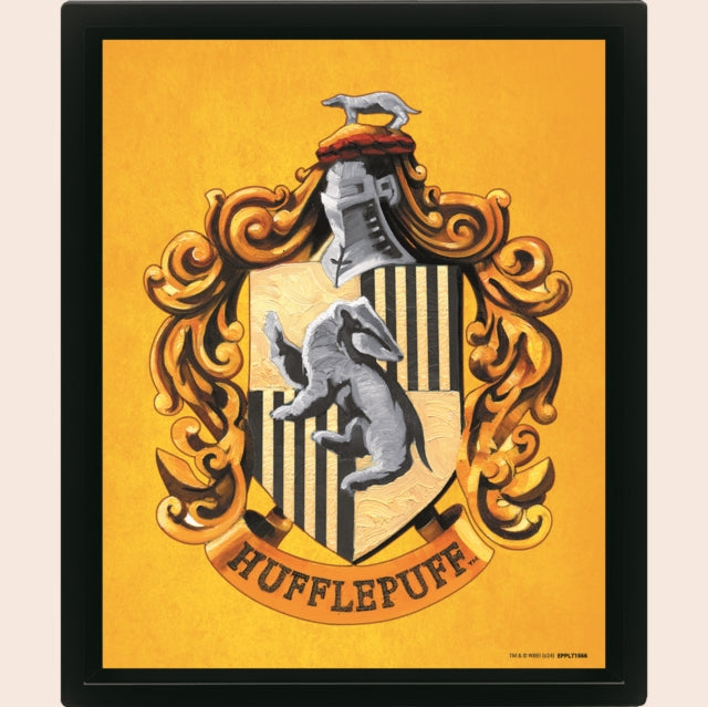 Harry Potter Colourful Crest Hufflepuff 3D Lenticular Poster Framed