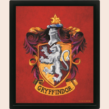 Harry Potter Colourful Crest Gryffindor 3D Lenticular Poster Framed