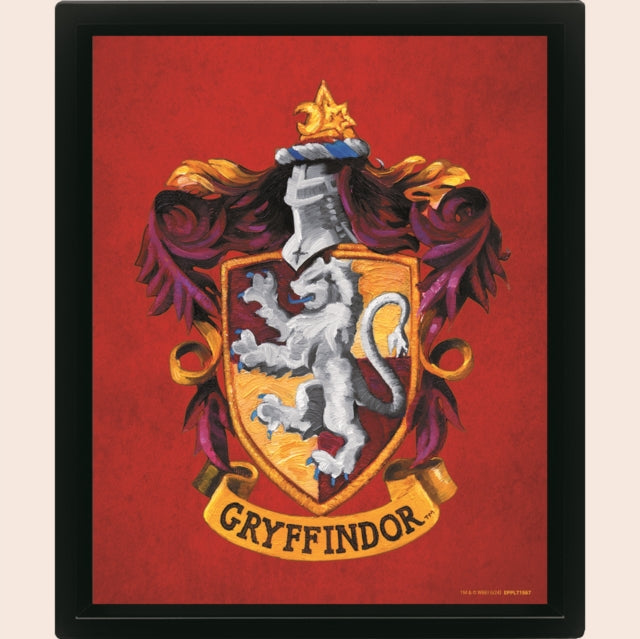 Harry Potter Colourful Crest Gryffindor 3D Lenticular Poster Framed