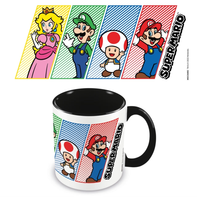 Super Mario 4 Colour Black 11oz315ml Coloured Inner Mug