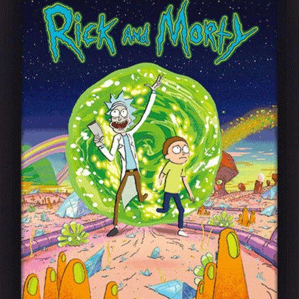 Rick And Morty Portal 10 x 8 3D Lenticular Poster Framed