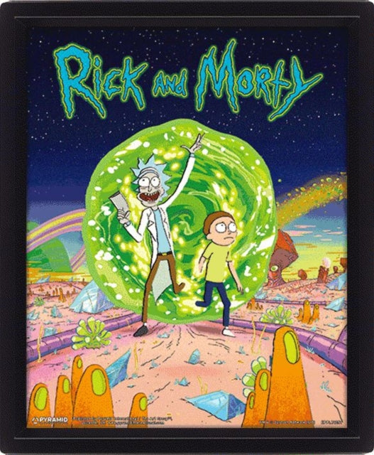 Rick And Morty Portal 10 x 8 3D Lenticular Poster Framed