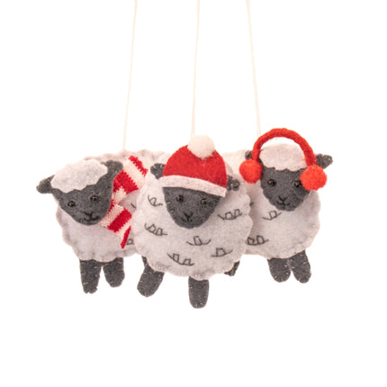 Flat Felt Sheep  Set of 3