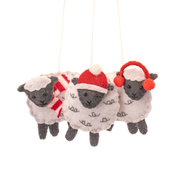 Flat Felt Sheep  Set of 3