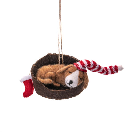 Dog in a Basket Felt Decoration
