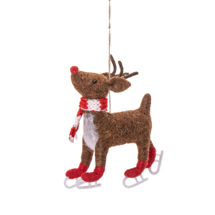 Skating Rudolph Felt Decoration