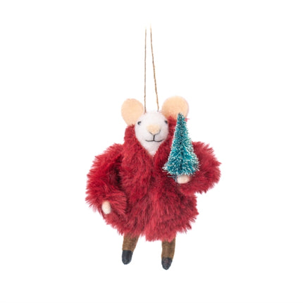 Mouse in Fur Coat with Tree