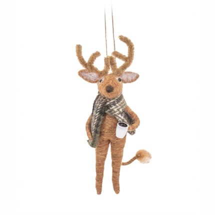 Reindeer with Coffee Felt Decoration