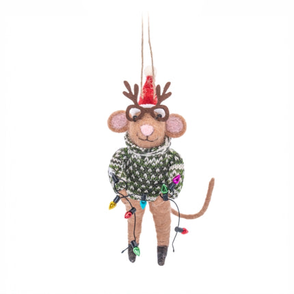 Christmas Party Mouse Felt Decoration