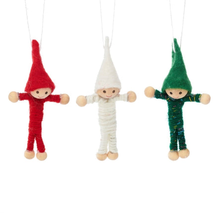 Elf Hanging Decorations  Set of 3