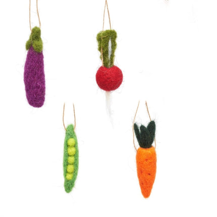 Mini Felt Vegetable Decorations  Set of 4