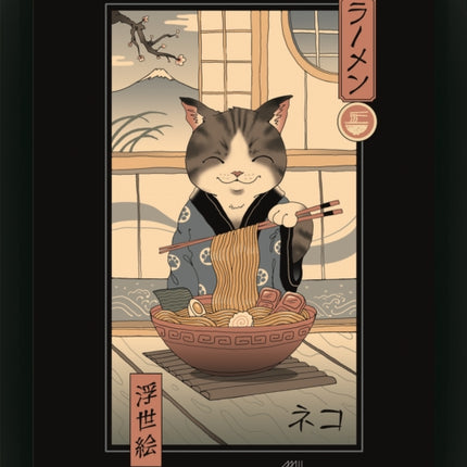 Vincent Trinidad Neko Ramen UkiyoE Framed 3D