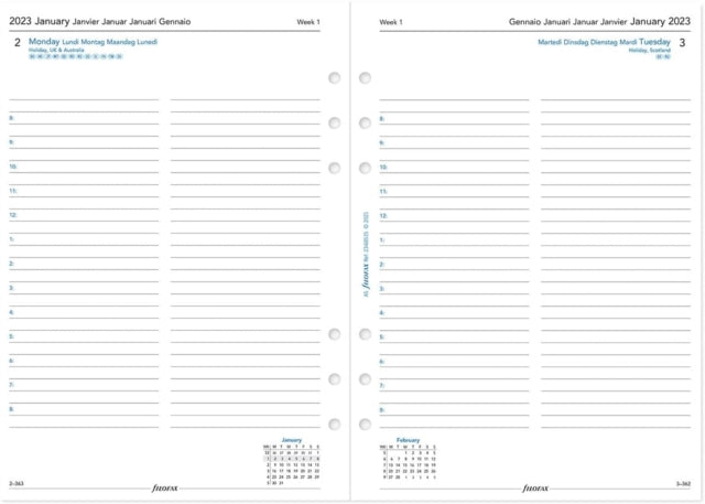 Filofax A5 day per page 5 language appointments diary  2023