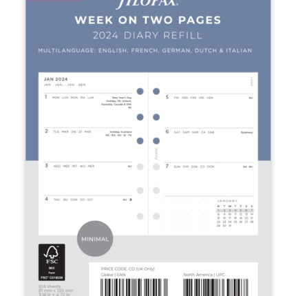 Filofax Pocket Minimal Week On Two Pages 2024