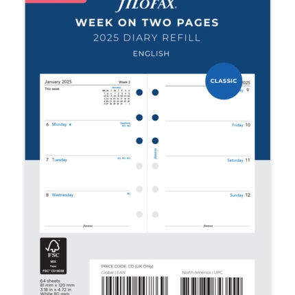 Filofax Pocket Week On Two Pages Diary English
