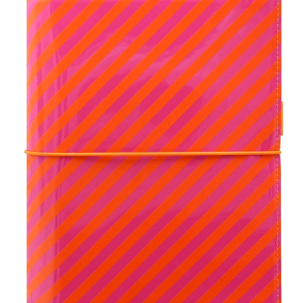 A5 Domino Patent OrangePink Stripes Organiser