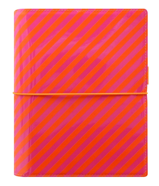 A5 Domino Patent OrangePink Stripes Organiser