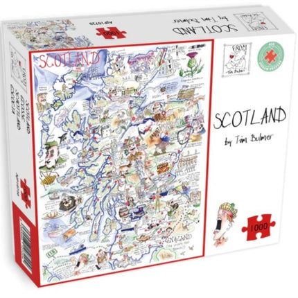 Comical Map Of Scotland Artwork By Tim Bulmer  1000 Piece Puzzle For Adults Large Puzzle 66cm X 50cm In Size. Challenging To Complete But Fun And Humorous