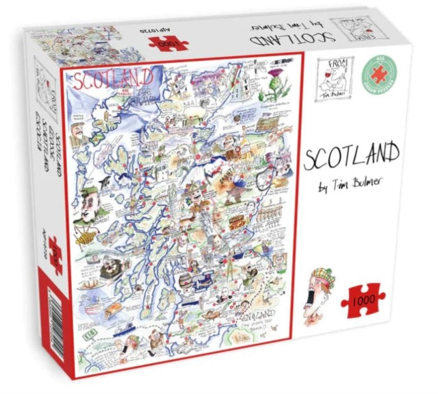 Comical Map Of Scotland Artwork By Tim Bulmer  1000 Piece Puzzle For Adults Large Puzzle 66cm X 50cm In Size. Challenging To Complete But Fun And Humorous