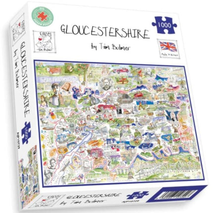 Map of Gloucestershire Jigsaw 1000 Piece Puzzle