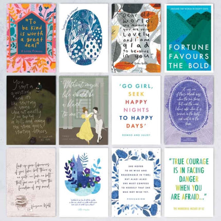 Classic Book Quotes  12 Postcards Set