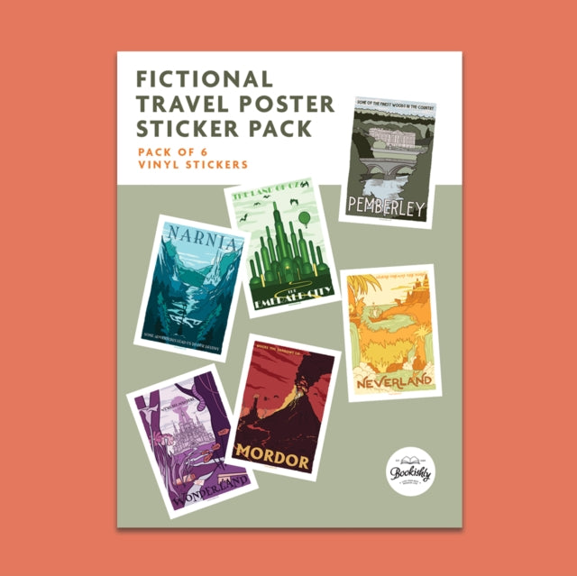 Fictional Travel Poster Sticker Pack of 6