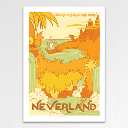 Neverland Vintage Travel Poster A3 Art Print