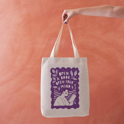 Open a Book Open your Mind  Literary Tote Bag