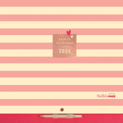 Matilda Moo Striped Pink Planner Wall Calendar