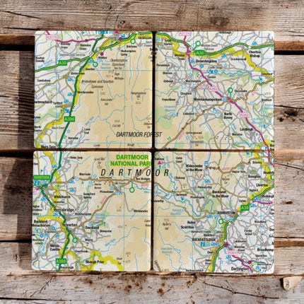 OS Map Ceramic Four Coaster Set  Dartmoor