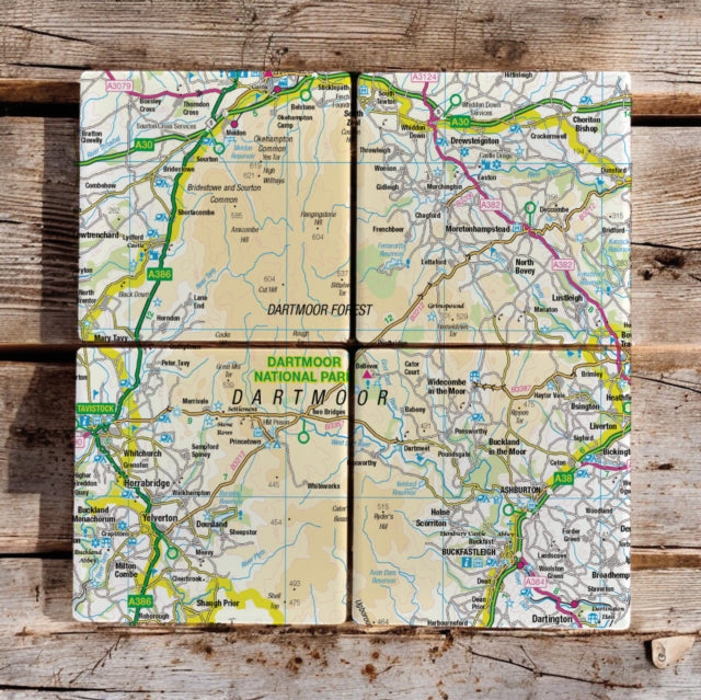 OS Map Ceramic Four Coaster Set  Dartmoor