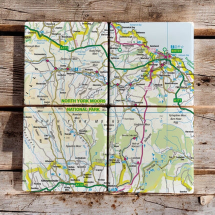 OS Map Ceramic Four Coaster Set  North York Moors