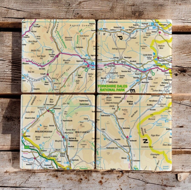 OS Map Ceramic Four Coaster Set  Yorkshire Dales
