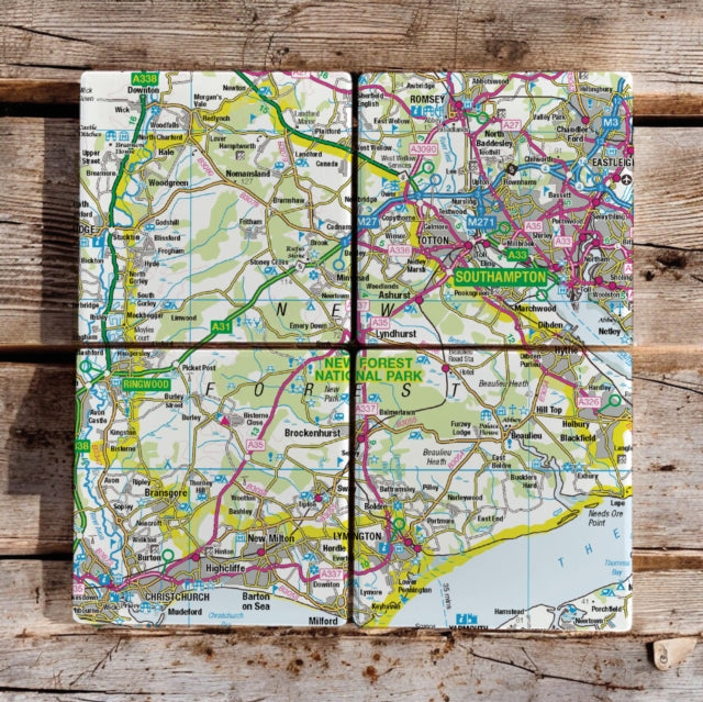 OS Map Ceramic Four Coaster Set  New Forest