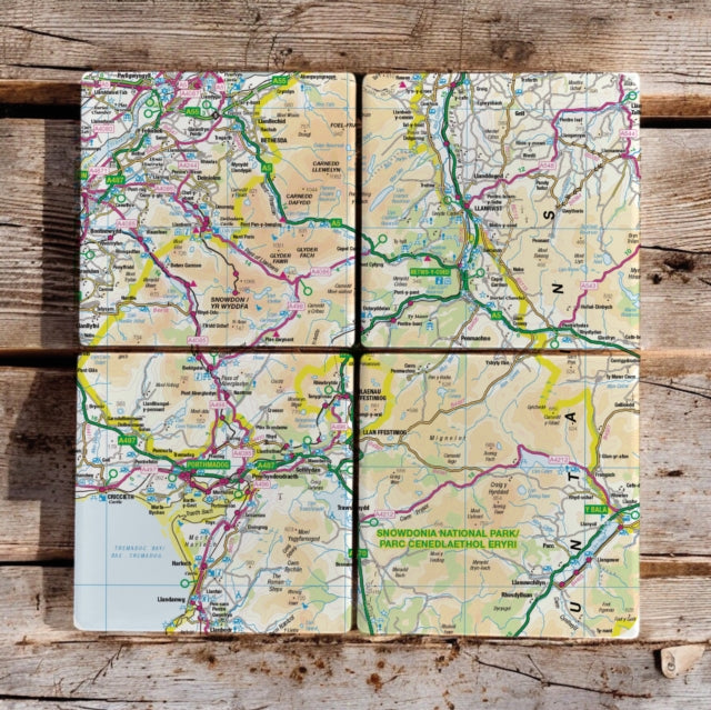 OS Map Ceramic Four Coaster Set  Snowdonia