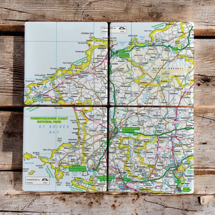 OS Map Ceramic Four Coaster Set  Pembrokeshire